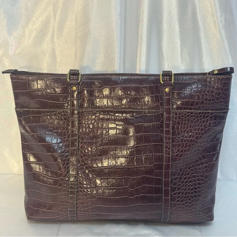 Worthington Tote Laptop Business Carry On Bag Crocodile Embossed Faux Leather